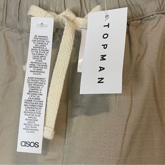 Topman cotton ripstop cargo short in stone - Picture 4 of 8